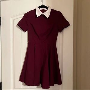 Zapaka burgundy 1950’s styled minidress with peter pan collar
